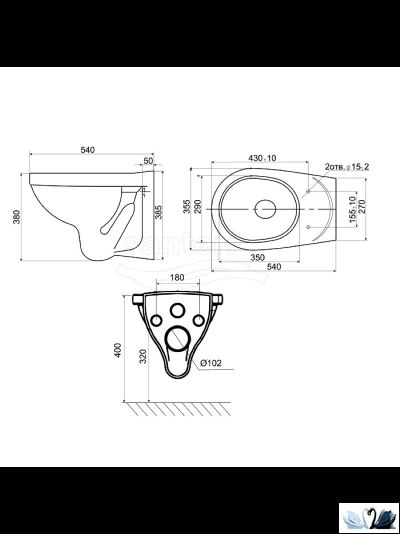 Комплект ПЭК Santeri Альфа 1.3815.9.S00.00B.2. Инсталляция с кнопкой (белая, глянец) и подвесной унитаз с сиденьем без микролифта