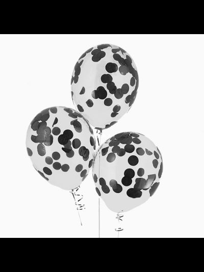 Шар с конфетти "Монетки" (золото/черный)