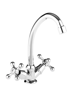 Смеситель для кухни двухрычажный, Силумин, Хром, Accoona A5676