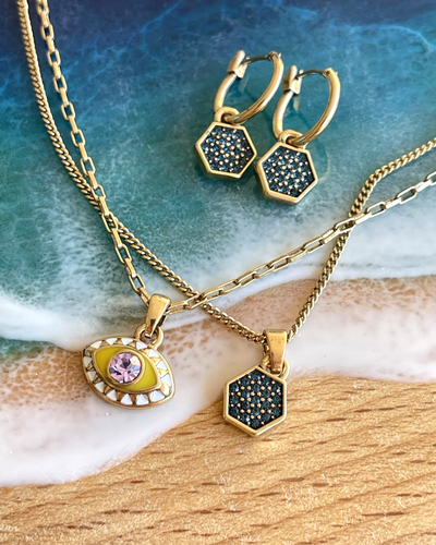 Колье эмаль, кристаллы Swarovski, A&C (желтый)