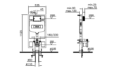 Комплект подвесного безободкового унитаза S50 Rim-Ex (с сиденьем с микролифтом, инсталляцией и панелью управления), 9003B003-7201