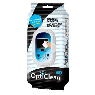 Салфетки Opti Clean №50 для всех типов экранов, с клапаном, 50 шт, 72015