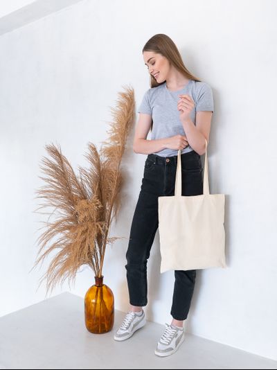 Сумка - шоппер 40х35 см, бежевый, бязь