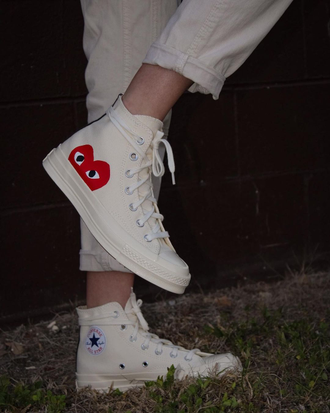 White comme de garcons converse clearance