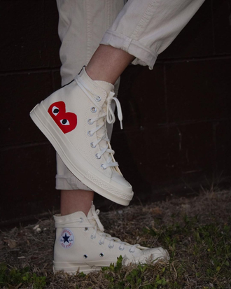 Кеды Converse Play Comme Des Garcons белые высокие