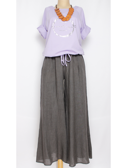 Юбка-брюки "Лён1" графит  р.46-54