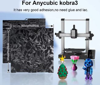 Anycubic Kobra 3 комбинированная  пластина 256x268 гибкий стальной лист , и двойная поверхность с рисунком &quot;Рябь воды&quot; и &quot;Поверхность дерева&quot;