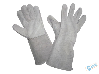 Краги спилковые пятипалые серые