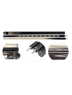 Кий для русского бильярда 3-pc «Классик» (чёрный граб, граб), инкрустация «Корона»