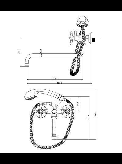 Смеситель для ванны с душем Lemark Promotion LM6041C универсальный с круглым поворотным изливом 300 мм