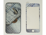 2 в 1 защитная крышка + стекло для iPhone 7/7S джинс