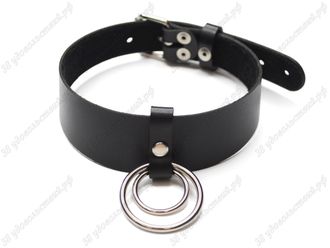 Кожаный чокер Double Ring черный