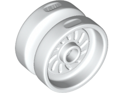 Wheel 18mm D. x 12mm with Axle Hole and Stud, Solid Brake Rotor Lines, White (18976 / 6132265)