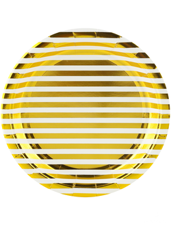 Тарелки (7''/18 см) Полосы Люкс, Белый/Золото, Металлик, 6 шт.