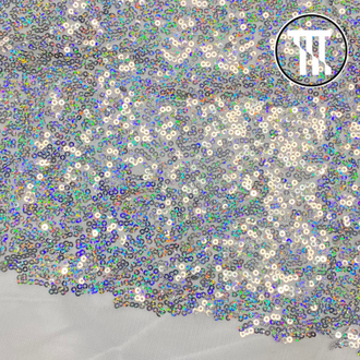 Пайетки-голограмма на сетке "Россыпь", цв. Серебро