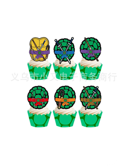 Топперы для кексов черепашки ниндзя 24шт