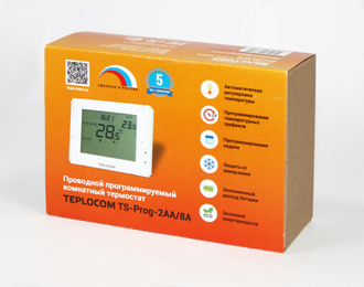 Проводной программируемый комнатный термостат TEPLOCOM TS-Prog-2AA/8A