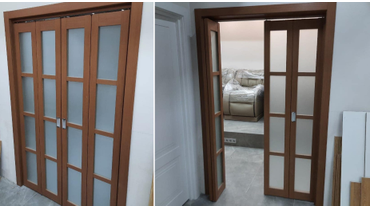 OPTIMA PORTE, модель 504.2222, цвет орех/ стекло сатина светлое