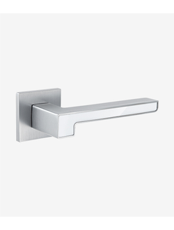 Ручка дверная Code Deco на квадратном основании H-30120-A-CRSW Сатинированный хром / Белый