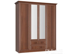 Спальня Янна - Шкаф 4-х створчатый с зеркалом ЯН-06 Орех Пегас