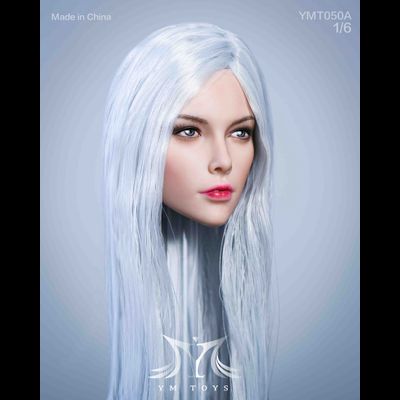 Женская голова (скульпт) с длинными волосами (серебро) 1/6 scale  (YMT050А) - YMTOYS