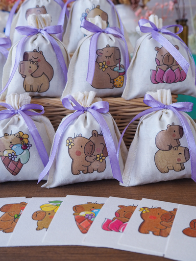 Набор ароматических лавандовых саше «Капибары» 10шт + мини открытки 10шт.