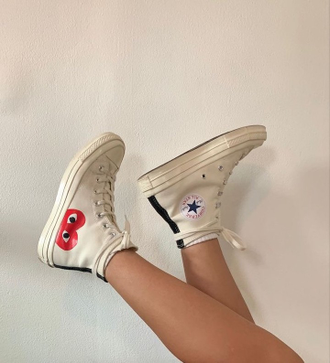 Кеды Converse Play Comme Des Garcons белые высокие