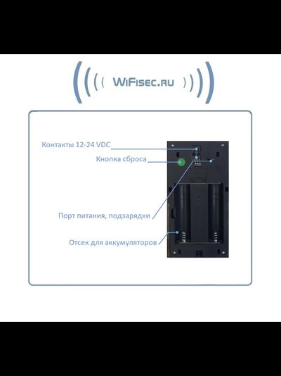 Автономная WiFi вызывная панель - видеодомофон с DVR и выносным блоком звонка. HD (чёрная)