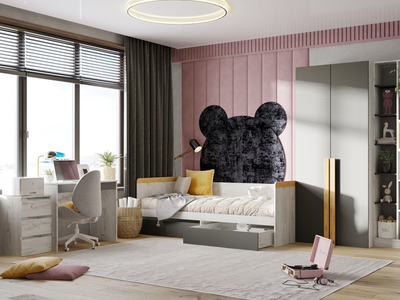 Композиция Детской Кент-1 Дуб Крафт Белый/Антрацит