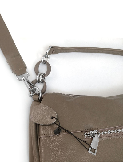 (АРТИКУЛ: 10066/1) СУМКА ЖЕНСКАЯ, НЕБОЛЬШАЯ, НАТУРАЛЬНАЯ КОЖА, ТЕМНО-БЕЖЕВАЯ, С ПЛЕЧЕВЫМ РЕМНЕМ