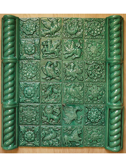 Изразцовое панно "Древние символы" однотонное с валиками