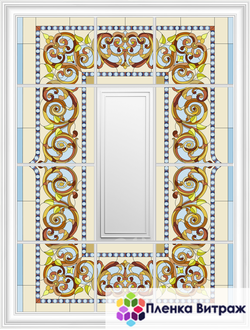 Пленка самоклеющаяся на потолок , витражная пленка, пленочный витраж с классическим рисунком