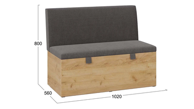 Скамья прямая Мальта Дуб крафт золотой/Микровелюр Linea Grande 66/Connect 66 (серо-коричневый)