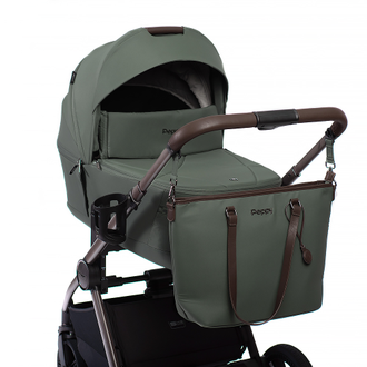 Коляска 3в1 Peppy Monaco Thermo 2026, Green / Зеленый рама Коричневая (Rise)