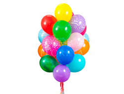 15 шаров "Микс Ассорти + С днем Рождения"