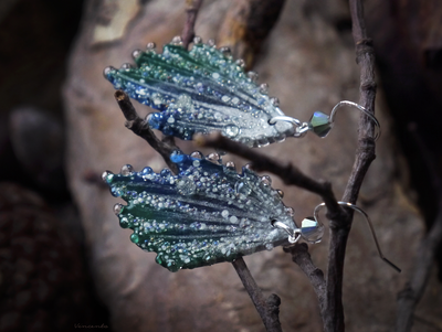 Серьги-крылья с капельками "Тайна Хрустального Леса", романтичный подарок девушке