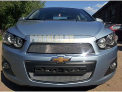 Защита радиатора Chevrolet Aveo 2012- chrome верх