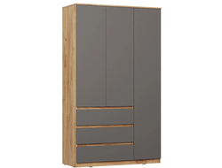 Шкаф Сити ШР-3 с ящиками, серый графит, крафт золотой