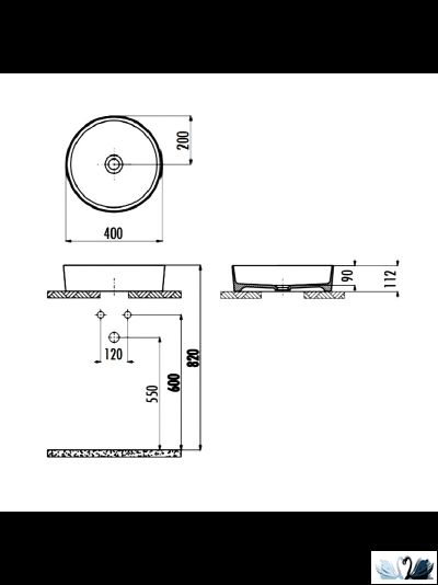 Раковина Creavit Loop LP140-00CB00E-0000 LP140 диаметром 40 см, глянец белоснежного цвета