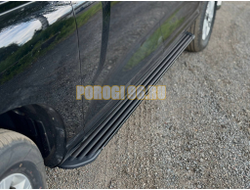 Пороги алюминиевые "Slim Line Black" 2120 мм ТСС для Haval H5 2024-