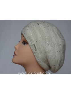 Белый берет вязаный для женщин Визио 6447 фото женских шапок и беретов Италии