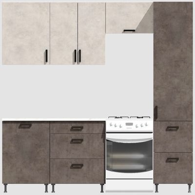 Кухня Эконом 1,8 метра с колонкой (1300х500) Цвет: Цемент светлый/Цемент темный