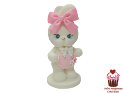Фигурка из шок. глазури Зайка с бантиком, цвет Белый/Розовый