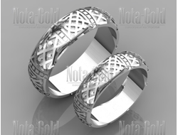 Обручальные кольца из белого золота с рунами и славянскими символами (Вес пары: 10 гр.)