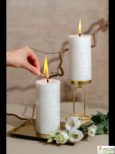 Свеча столбик белая не ароматизированная, 7,5*15см - 2шт