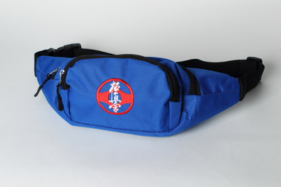 сумка на пояс с вышивкой киокушинкай ярко-синяя