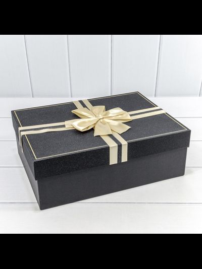 Коробка подарочная с бантом "Блеск" (черная), 33,5*25*11,5см