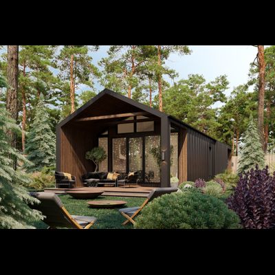 Одноэтажный каркасный дом с двумя спальнями (SK91)