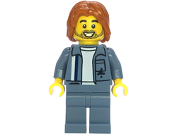 Scrapyard Worker - Male, Sand Blue Mechanic Uniform over White Shirt, Sand Blue Legs, Dark Orange Mid-Length Tousled Hair, Stubble, n/a (cty1858)