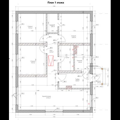 Одноэтажный дом с тремя спальнями 90м² (S108)